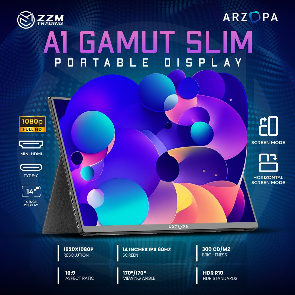 Arzopa A1 Gamut Slim Portable Monitor | 14 Screen